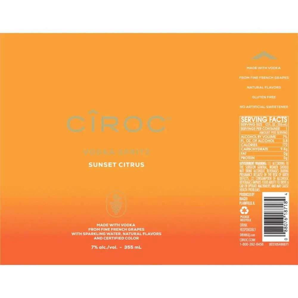 Ciroc Vodka Spritz Sunset Citrus 4PK Cans - Main Street Liquor