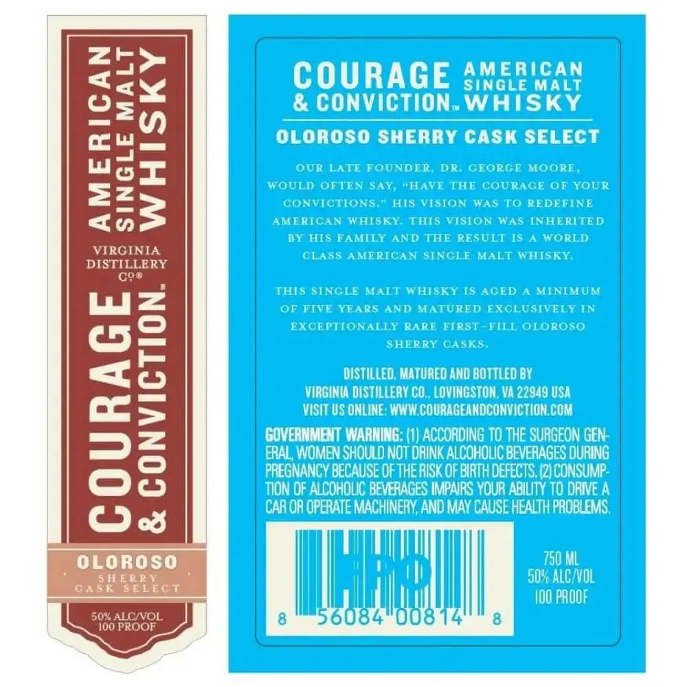 Courage &amp; Conviction Oloroso Sherry Cask Select Single Malt Whisky - Main Street Liquor