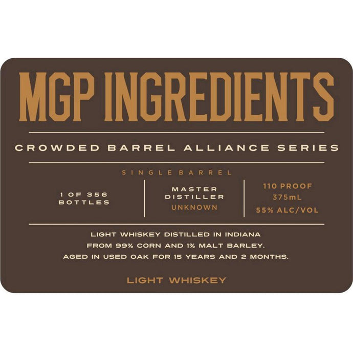 Crowded Barrel Alliance Series MGP Ingredients Light Whiskey - Main Street Liquor