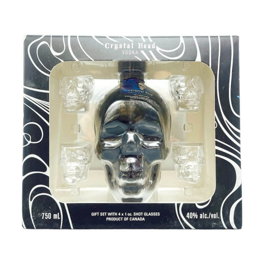 Crystal Head Black Onyx Vodka Gift Set With 4 Skull Shot Glasses - Main Street Liquor