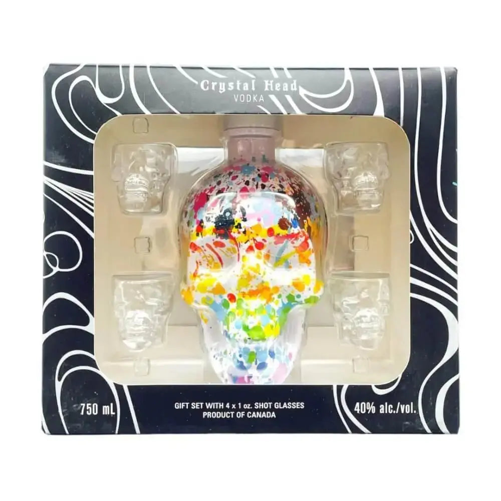 Crystal Head Paint Your Pride Vodka Gift Set With 4 Skull Shot Glasses - Main Street Liquor