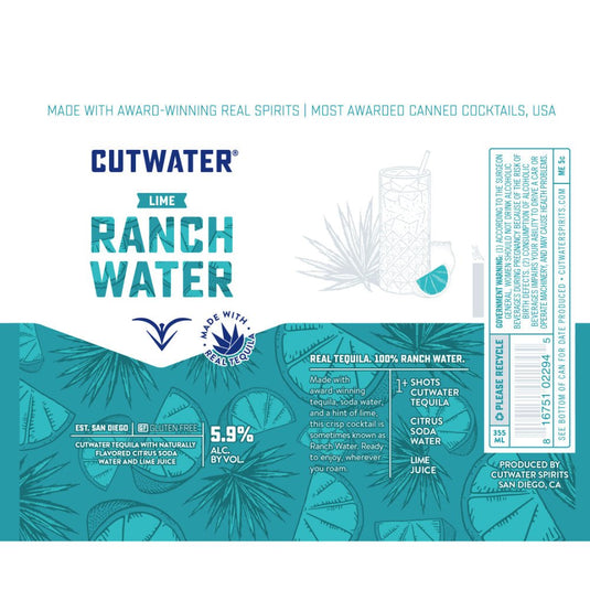 Cutwater Lime Ranch Water 4pk - Main Street Liquor