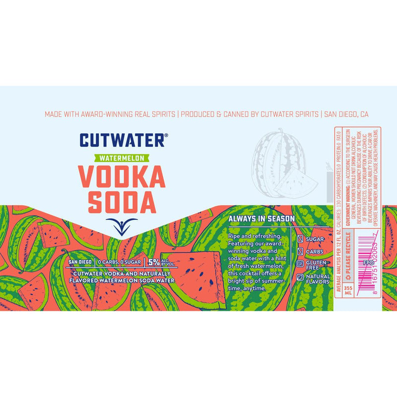 Load image into Gallery viewer, Cutwater Watermelon Vodka Soda 4pk - Main Street Liquor
