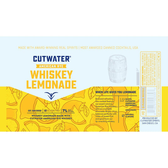 Cutwater Whiskey Lemonade Canned Cocktail - Main Street Liquor