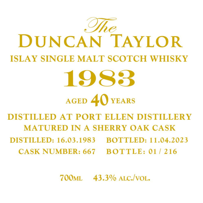 Duncan Taylor 1983 Port Ellen 40 Year Old - Main Street Liquor