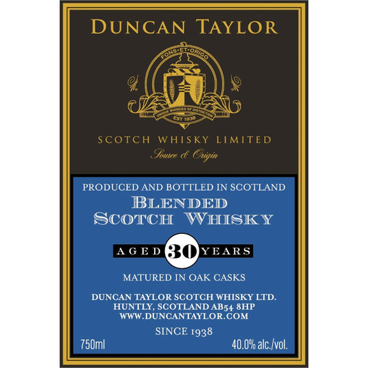 Duncan Taylor 30 Year Old Blended Scotch - Main Street Liquor