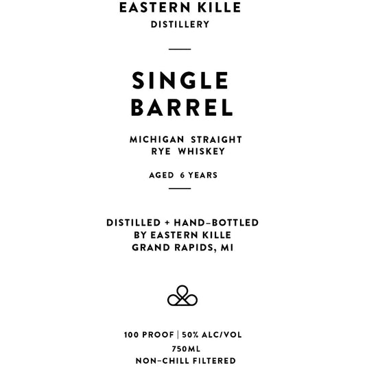Eastern Kille Distillery Single Barrel Straight Rye Whiskey - Main Street Liquor