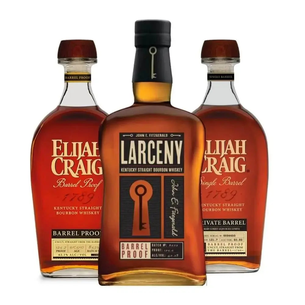 Elijah Craig Barrel Proof , Larceny Barrel Proof & Elijah Craig Single Barrel Select Bundle - Main Street Liquor