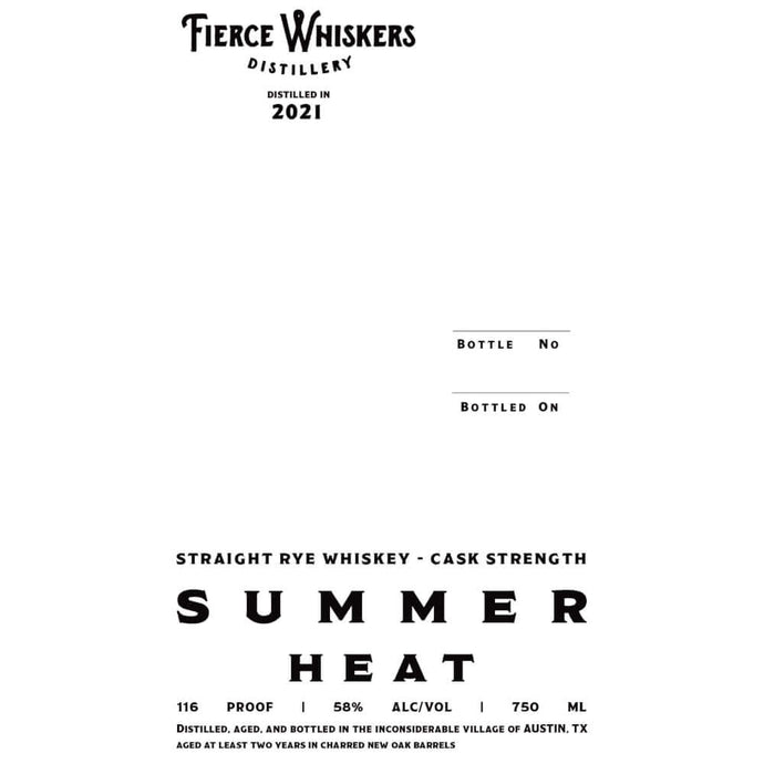 Fierce Whiskers Summer Heat Cask Strength Straight Rye - Main Street Liquor