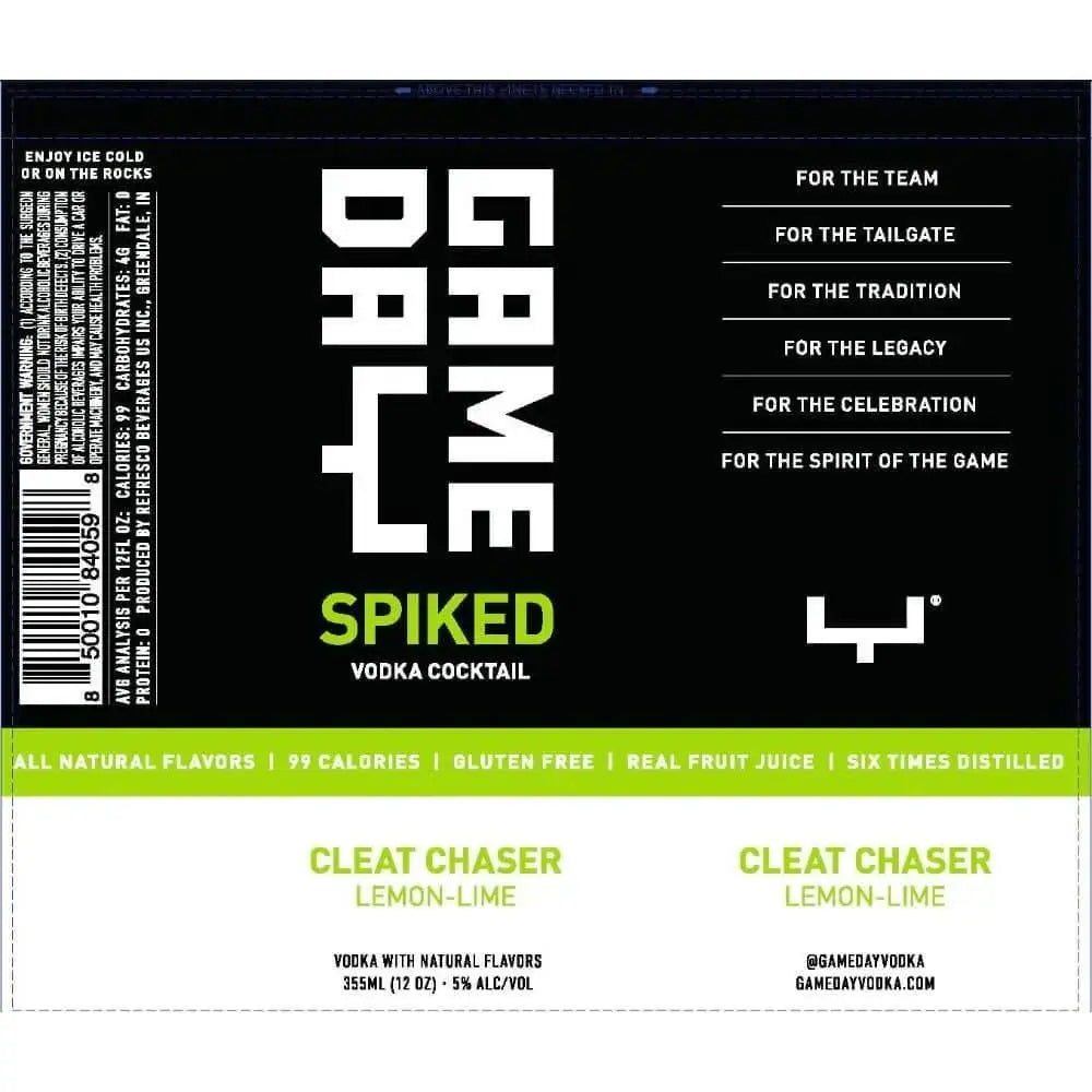 GameDay Cleat Chaser Lemon - Lime Spiked Vodka Cocktail 4pk - Main Street Liquor