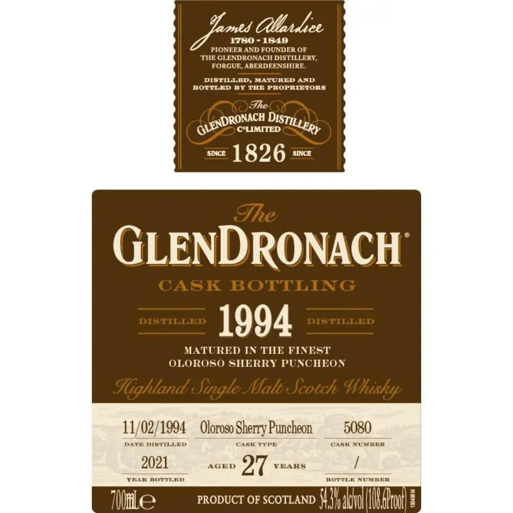GlenDronach 27 Year Old 1994 Cask 5080 - Main Street Liquor