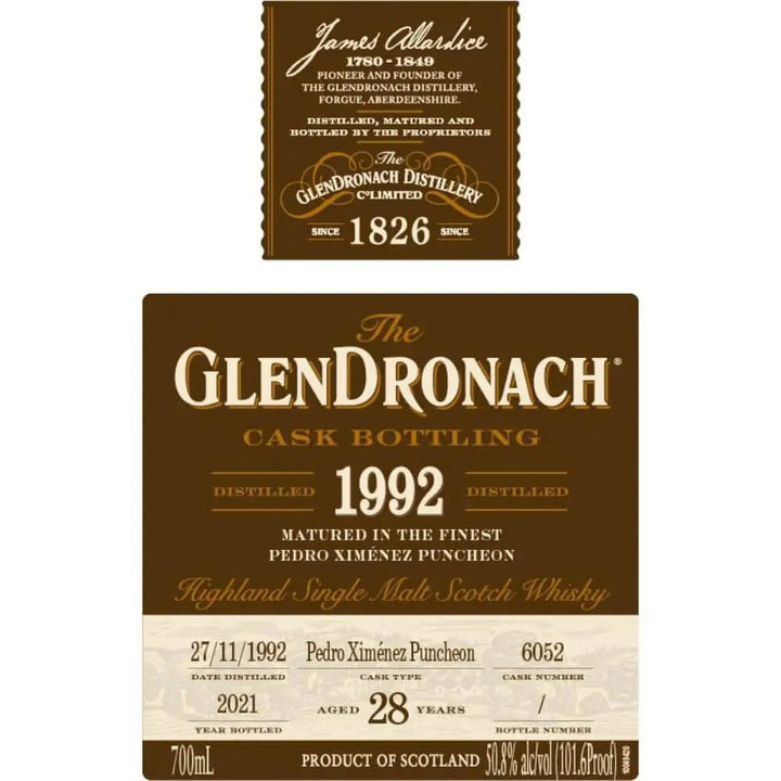GlenDronach 28 Year Old 1992 Single Cask 6052 - Main Street Liquor