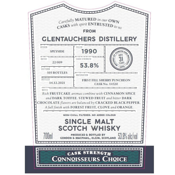 Gordon and Macphail Glentauchers 31 Year Old Connoisseurs Choice - Main Street Liquor