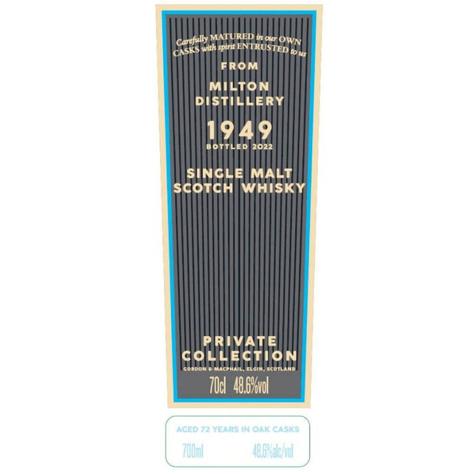 Gordon & Macphail 1949 Milton Distillery 72 Year old - Main Street Liquor