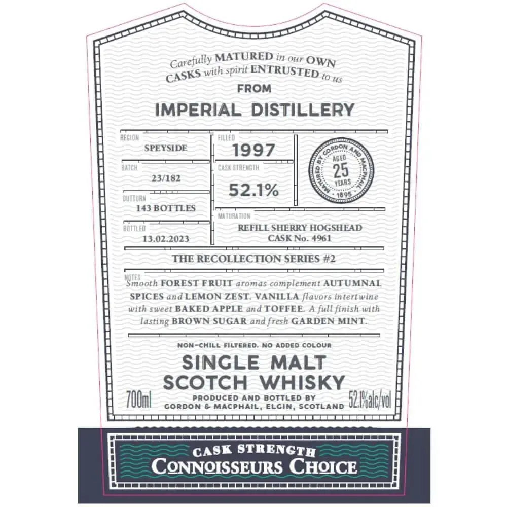 Gordon &amp; Macphail The Recollection Series 2 25 Year Imperial Distillery - Main Street Liquor