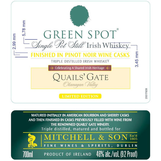 Green Spot Quail's Gate Limited Edition Irish Whiskey - Main Street Liquor