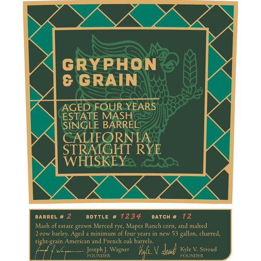 Gryphon & Grain Rye Whiskey Batch
