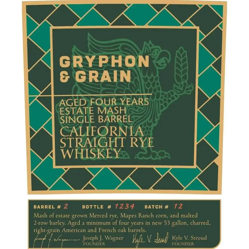 Gryphon & Grain Rye Whiskey Batch 12 - Main Street Liquor