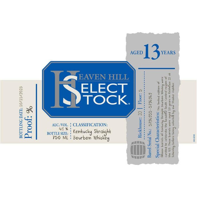 Heaven Hill Select Stock 13 Year Old Kentucky Straight Bourbon - Main Street Liquor