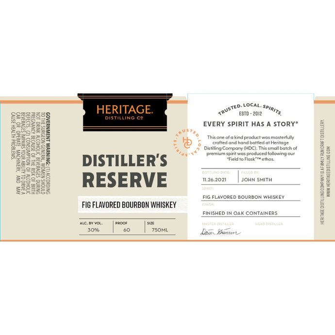 Heritage Distilling Distiller’s Reserve Fig Flavored Whiskey - Main Street Liquor