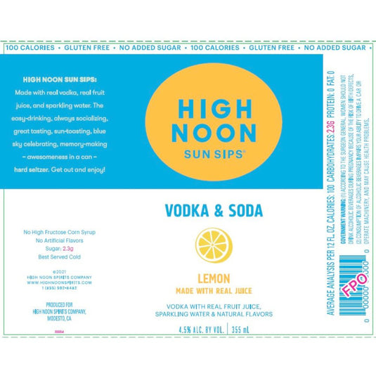 High Noon Lemon 4 Pack - Main Street Liquor