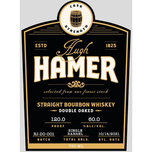Hugh Hamer Double Oaked Straight Bourbon 120 proof - Main Street Liquor