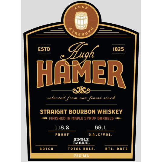 Hugh Hamer Single Barrel Bourbon Finished in Maple Syrup Barrels - Main Street Liquor