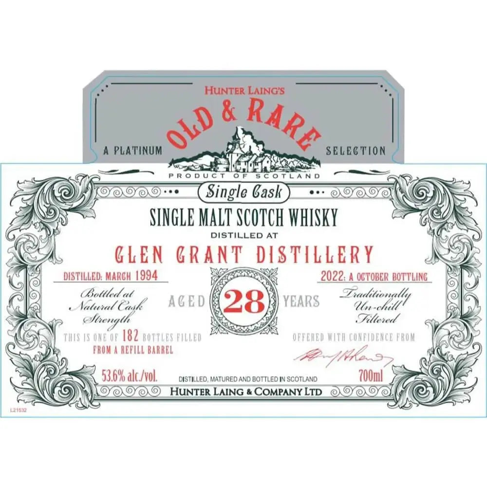 Hunter Laing’s Old & Rare 28 Year Old Glen Grant - Main Street Liquor