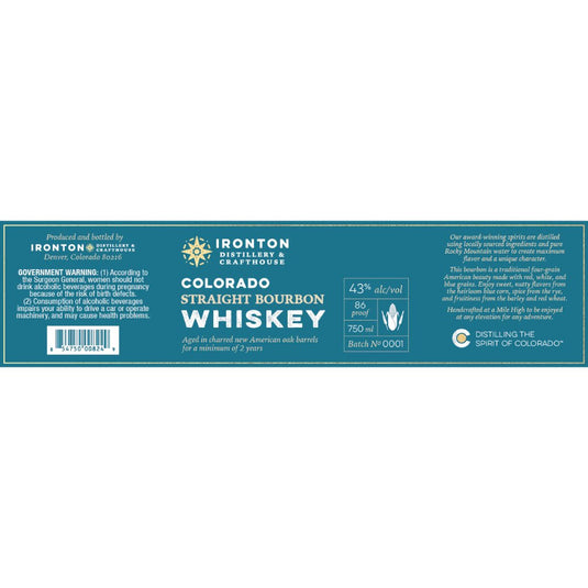 Ironton Distillery Colorado Straight Bourbon - Main Street Liquor