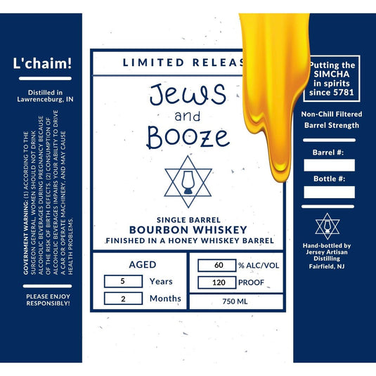 Jews and Booze Honey Whiskey Barrel Finished Bourbon - Main Street Liquor