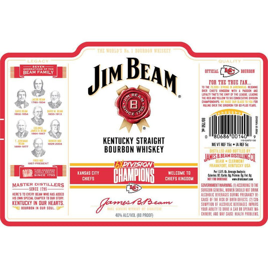 Jim Beam Kansas City Chiefs 6x Division Champions Edition - Main Street Liquor