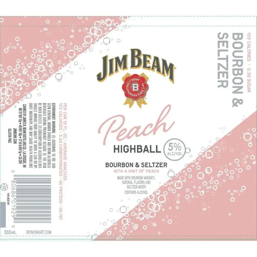 Jim Beam Peach Highball Bourbon &amp; Seltzer - Main Street Liquor