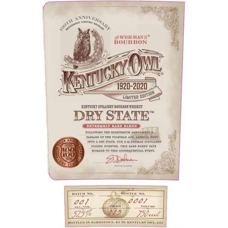 Load image into Gallery viewer, Kentucky Owl Dry State 100th Anniversary Edition - Main Street Liquor
