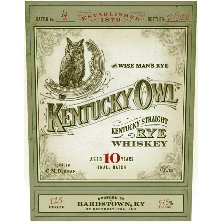 Kentucky Owl Rye 10 Year Batch 4 - Main Street Liquor