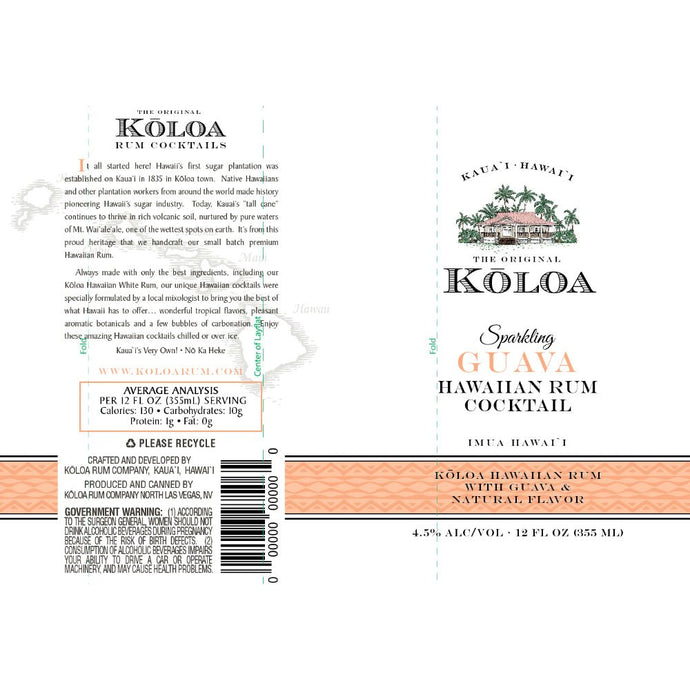 Kōloa Sparkling Guava Hawaiian Rum Cocktail 4pk - Main Street Liquor