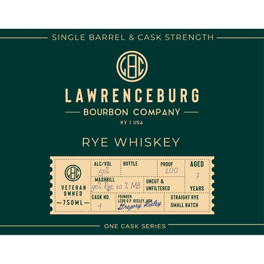 Lawrenceburg Bourbon Company One Cask Series Rye Whiskey - Main Street Liquor