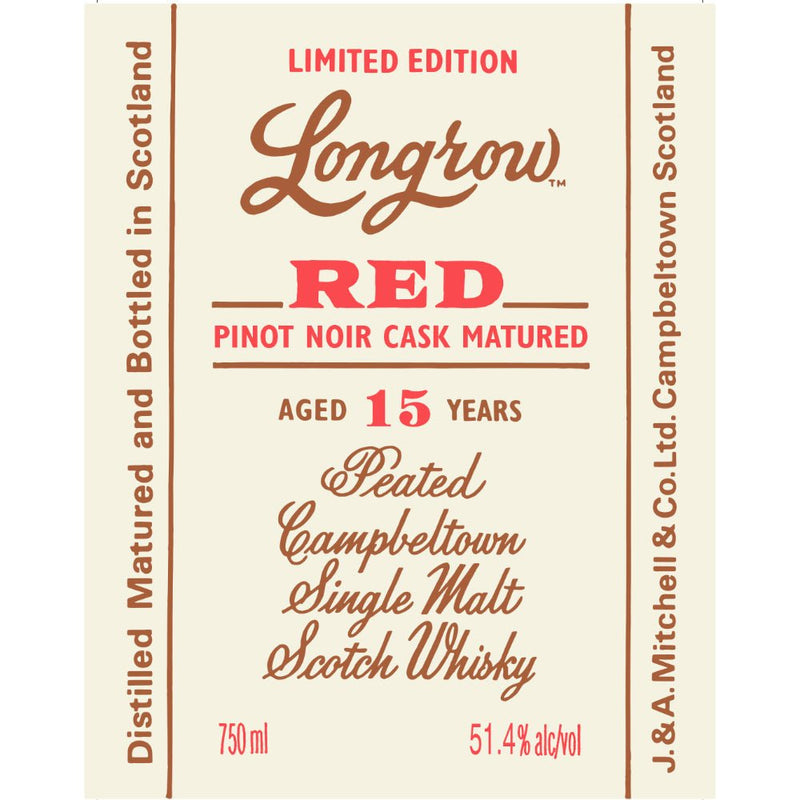 Load image into Gallery viewer, Longrow Red 15 Year Old Pinot Noir Cask Matured Scotch - Main Street Liquor
