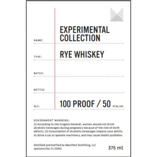 Manifest Distilling Experimental Collection Rye Whiskey - Main Street Liquor