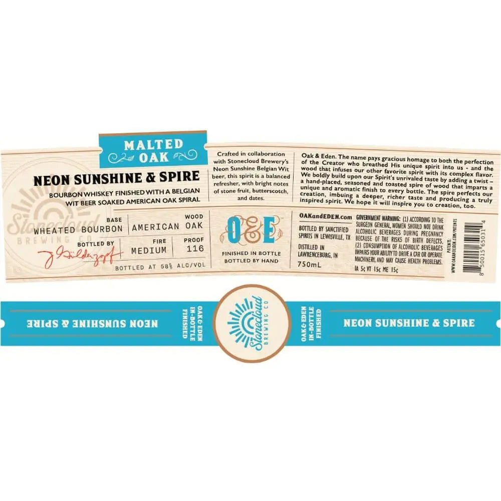Oak & Eden Neon Shunshine & Spire Malted Oak Bourbon - Main Street Liquor
