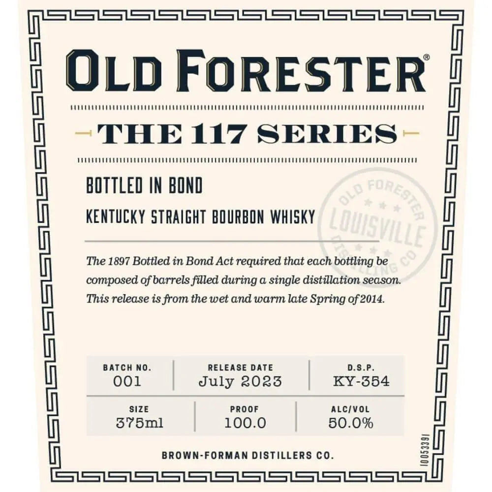 Old Forester 117 Series Bottled in Bond Kentucky Straight Bourbon 2024 Release - Main Street Liquor
