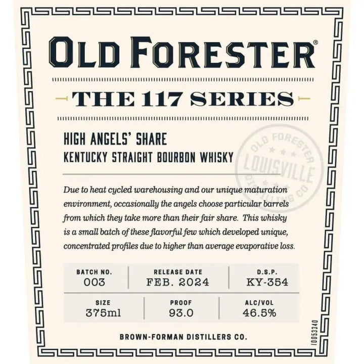 Old Forester 117 Series High Angels’ Share 2024 Release - Main Street Liquor