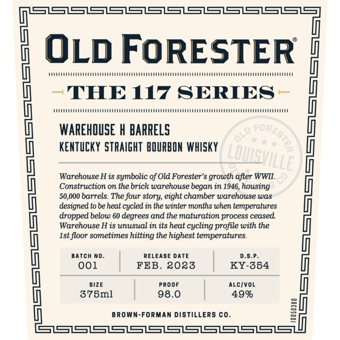 Old Forester 117 Series Warehouse H Kentucky Straight Bourbon - Main Street Liquor