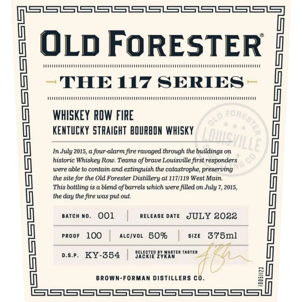 Old Forester The 117 Series Whiskey Row Fire Bourbon - Main Street Liquor