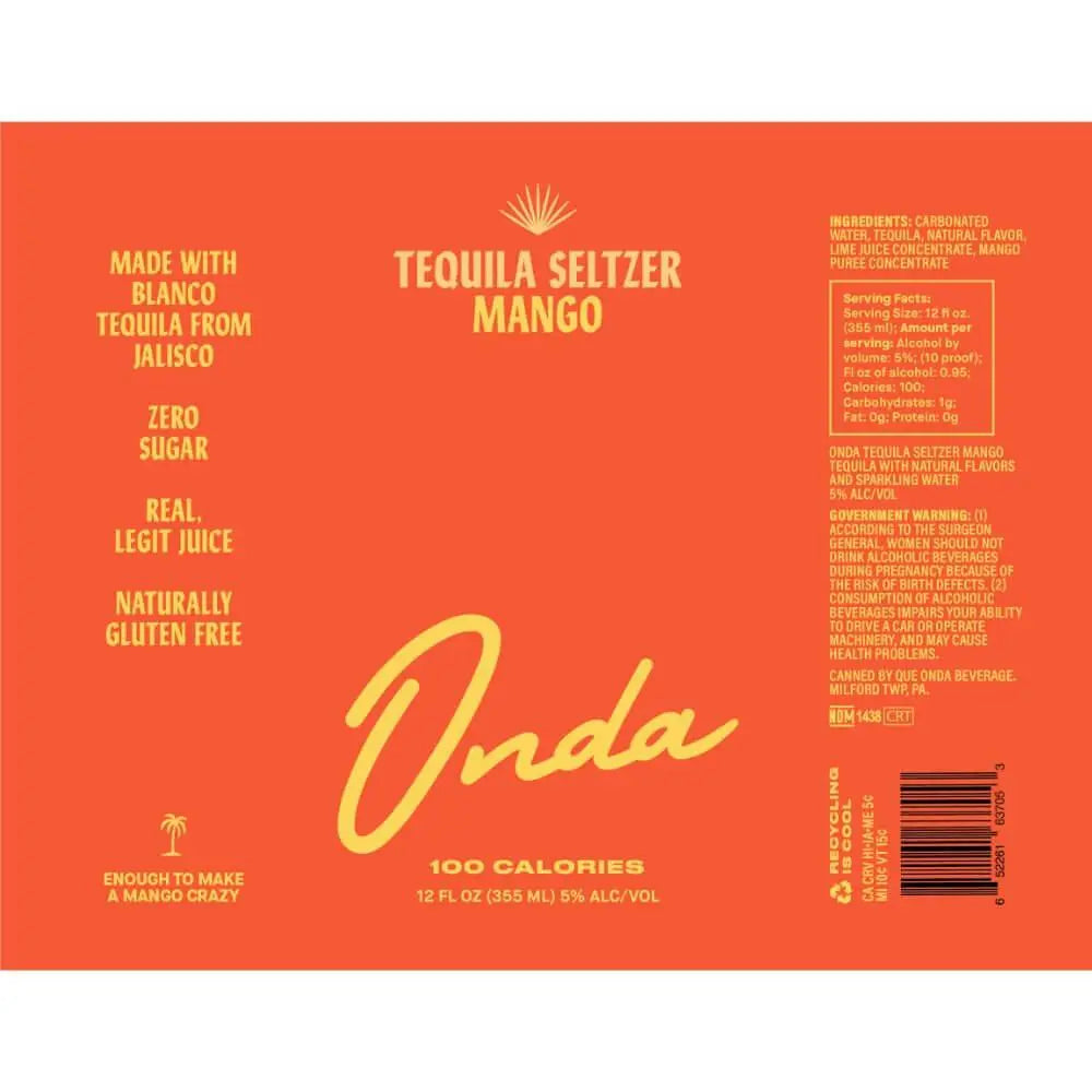 Onda Tequila Seltzer Mango 4 Pack - Main Street Liquor