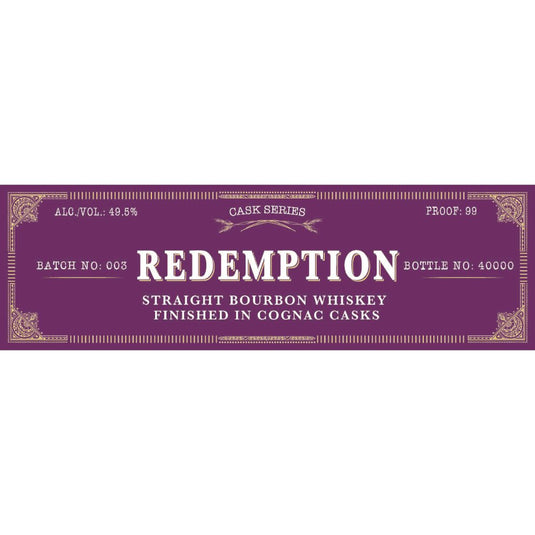 Redemption Cognac Cask Finish Batch 003 - Main Street Liquor