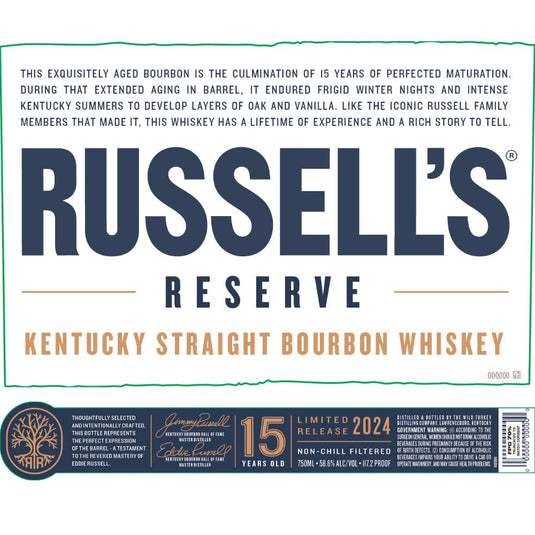 Russell’s Reserve 15 Year Old Bourbon 2024 Release - Main Street Liquor