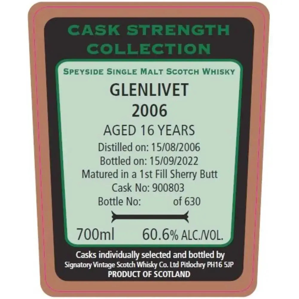 Signatory Vintage 2006 Glenlivet 16 Year Old - Main Street Liquor