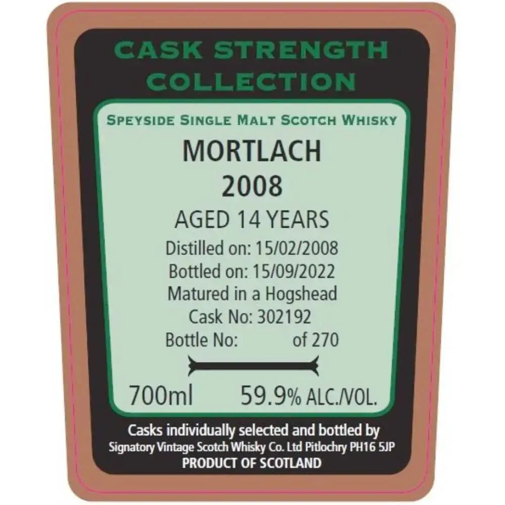 Signatory Vintage 2008 Mortlach 14 Year Old - Main Street Liquor