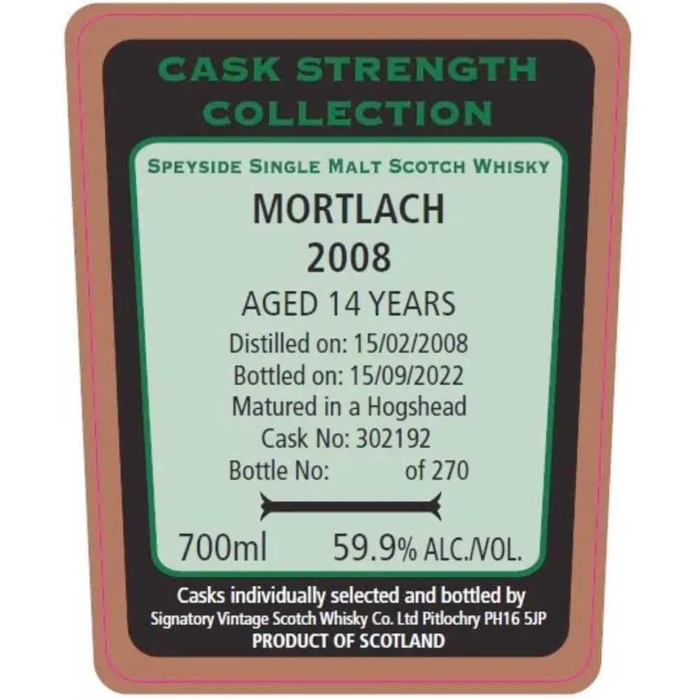 Signatory Vintage 2008 Mortlach 14 Year Old - Main Street Liquor