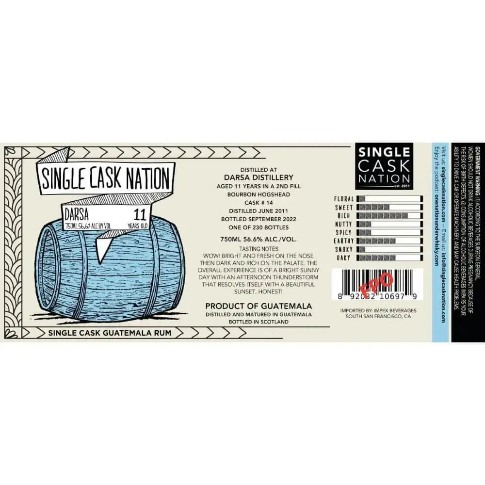 Single Cask Nation 11 Year Old Darsa Rum Cask 14 - Main Street Liquor